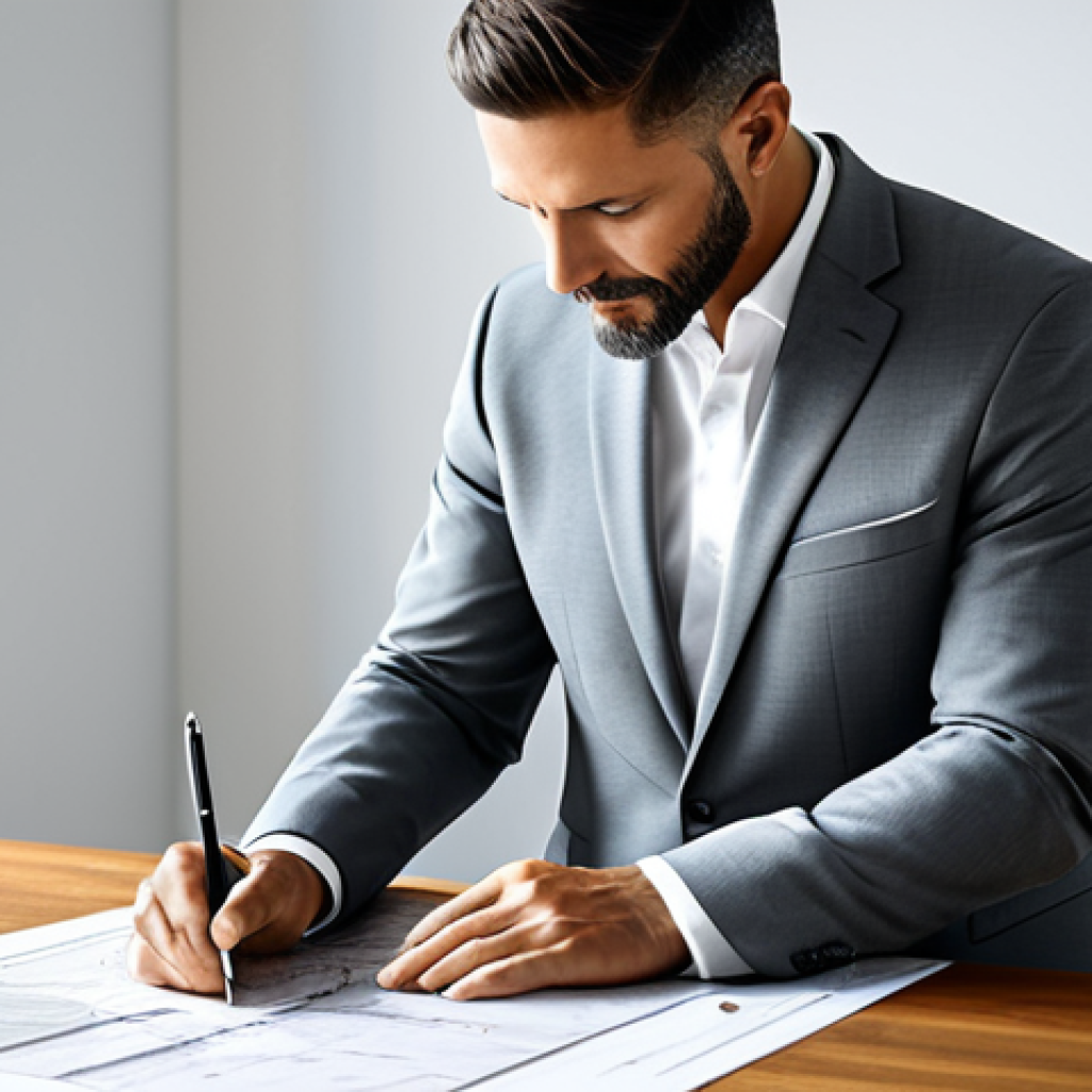 **

"A professional architect, fully clothed in a stylish yet modest grey business suit, reviewing blueprints in a bright, modern design studio filled with natural light. Safe for work, appropriate content, perfect anatomy, correct proportions, well-formed hands, proper finger count, natural body proportions, professional setting, high quality, family-friendly."

**