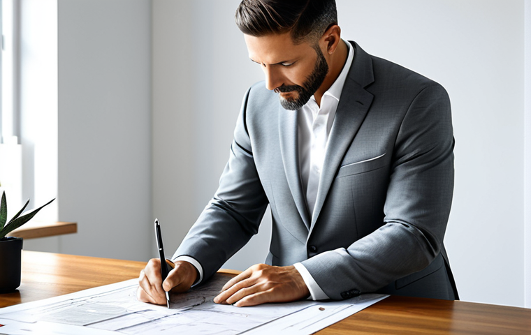**

"A professional architect, fully clothed in a stylish yet modest grey business suit, reviewing blueprints in a bright, modern design studio filled with natural light. Safe for work, appropriate content, perfect anatomy, correct proportions, well-formed hands, proper finger count, natural body proportions, professional setting, high quality, family-friendly."

**