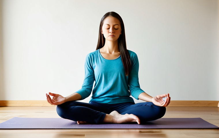 Peaceful Meditation Scene**

"A woman in comfortable, loose-fitting clothing sits in a serene yoga studio, meditating, fully clothed, appropriate attire, safe for work. Soft, diffused natural light, calming color palette, meditation cushion. Perfect anatomy, correct proportions, natural pose, well-formed hands. Family-friendly, modest, professional photography, high quality."

**