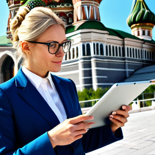 Home 25 **
A professional female architect, fully clothed in a stylish, modern business suit and glasses, reviewing blueprints at a sun-drenched construction site in Moscow with St. Basil's Cathedral in the background. She is holding a планшет (tablet). Appropriate attire, safe for work, perfect anatomy, natural proportions, professional photograph, high quality, modest clothing.
**