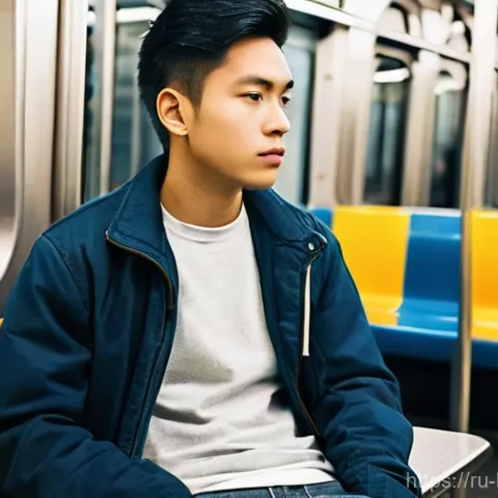 불교에서의 내적 성찰 - **Prompt 1: Urban Serenity Amidst the Rush**
"A young adult, appearing around 18-25 years old, s...