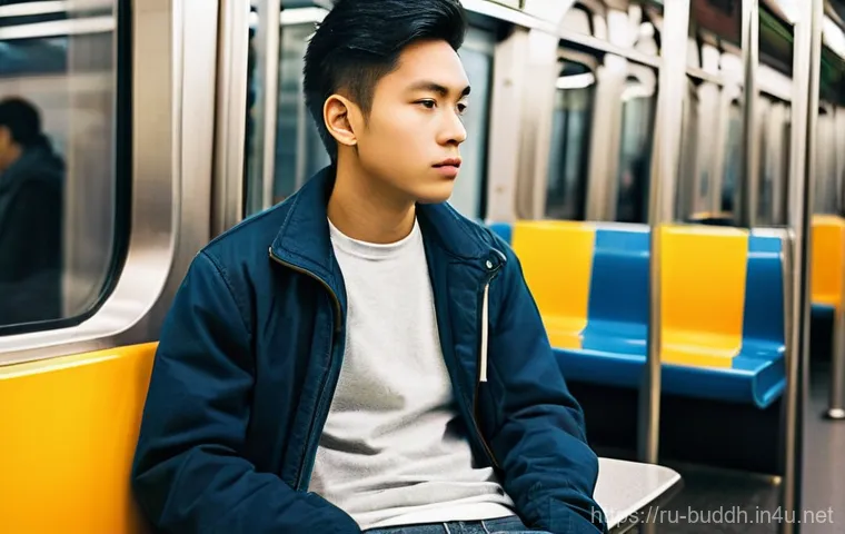 불교에서의 내적 성찰 - **Prompt 1: Urban Serenity Amidst the Rush**
    "A young adult, appearing around 18-25 years old, s...